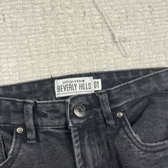 Y2K Refuge Denim Jeans Womens 01 Black Beverly Hills Distressed Skater Punk - Picture 4 of 10